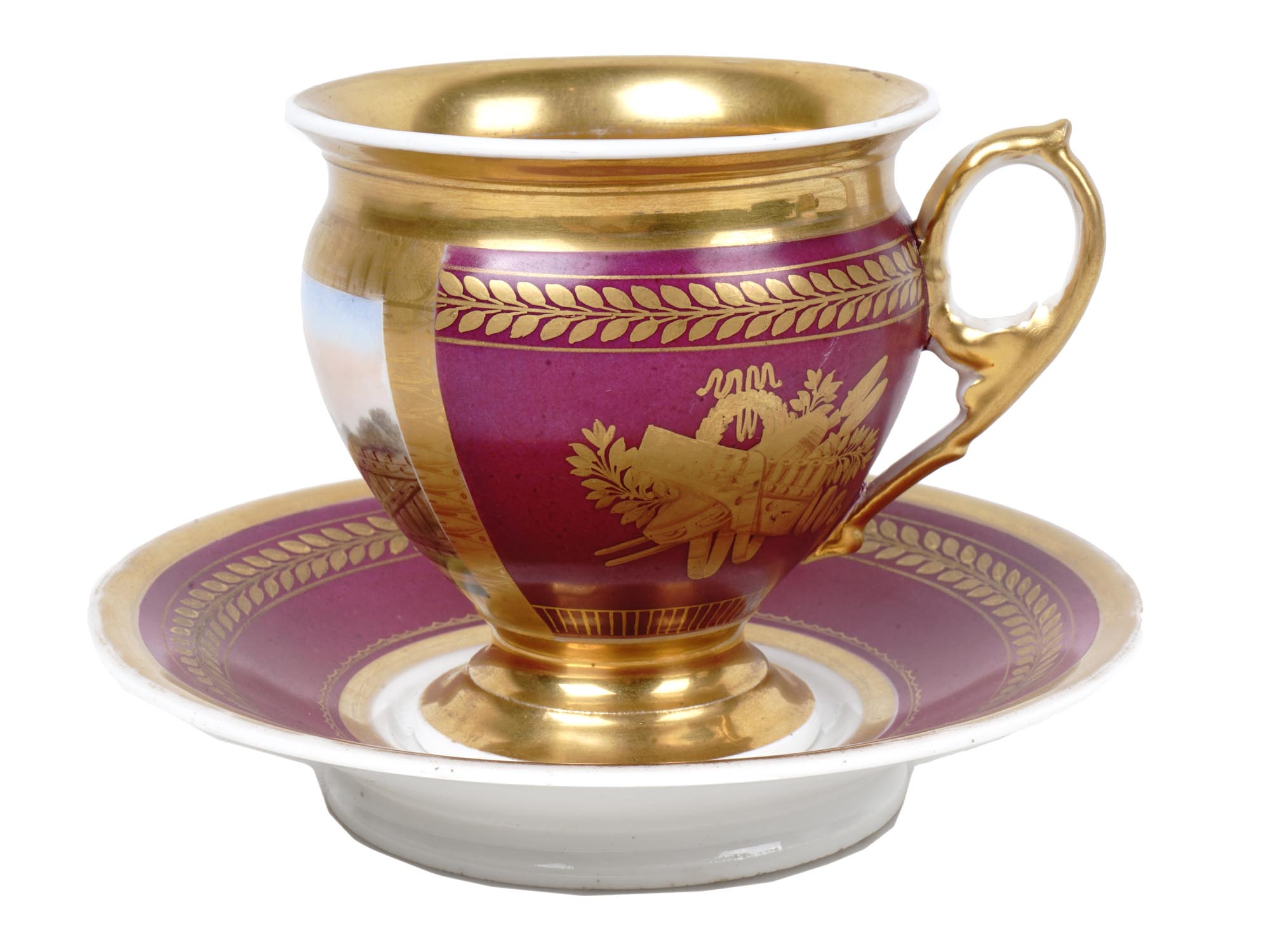 ANTIQUE RUSSIAN CABINET PORCELAIN TEA CUP & SAUCER PIC-2